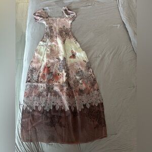 LAPIS Dress One Size Peach Brown Floral Boho Festival